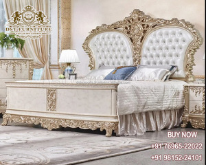 Villa de lujo de estilo plateado tallado de corona, cama doble, conjunto de dormitorio de estilo Maharaja, calidad Premium, tamaño Queen, corona - Product Image 2