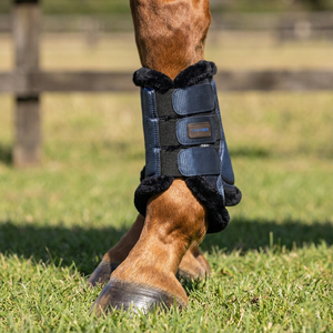 Bottes de protection pour chevaux en tissu maillé de couleur personnalisable Doublure en fausse fourrure douce Bottes de sport de haute qualité pour l'entraînement - Product Image 3