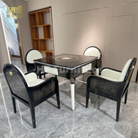 Ensemble de table de luxe en bois de mahjong, carré et noir, de fabrication chinoise