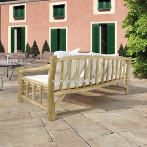 Sofá cama para exteriores de madera maciza de teca con rama natural para exteriores con diseño moderno para muebles de patio en el exterior de la villa del jardín del parque - Product Image 2