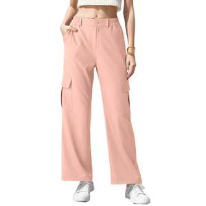 Soft Fabric Cargo Pants for <b>Women</b> Loose Comfortable Straight Leg Mid Waist Everyday <b>Trousers</b> - Product Image 1