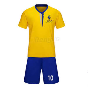 Uniforme de Fútbol al por Mayor de Alta Calidad para Hombre con Cuello en V y Nombre del Equipo Personalizado Impreso, 100% Poliéster - Product Image 1