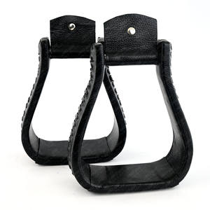 Étriers à cloche focalisés de haute qualité en cuir lacé pour une utilisation équestre Lit à pieds larges Cadre durable en aluminium antidérapant - Product Image 6