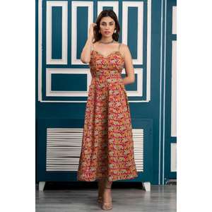 Vestido Maxi con estampado floral multicolor con cuello de corazón Vestido elegante con estampado floral para mujer - Product Image 4