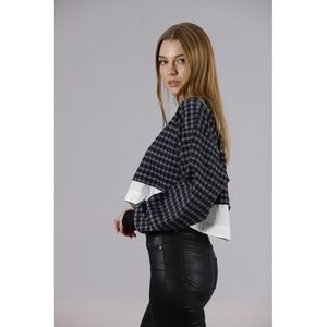 Blusa Corta de Punto Color Caqui Informal para Mujer TOPSHOW, con Mangas Cortas, Tejido Cómodo de Mezcla de Poliéster para Uso Diario - Product Image 4