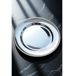 Plato Base de Metal Dorado de Lujo para Decoración de Mesa de Bodas y Banquetes, Vajilla de Acero Inoxidable, Plato Base de Metal al por Mayor - Product Image 5