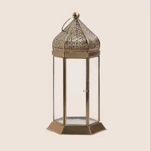Lanterne à bougie enduite de bleu de fer à bas prix avec nouveau design en verre transparent pour la décoration d'éclairage de mariage à la maison et de Noël - Product Image 3