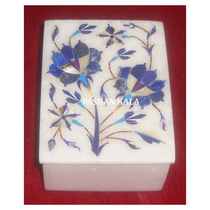 Beautiful <b>White</b> Italian Marble Inlay Jewellery Box Rectangular Shape Handmade Flower Design Used For Ramadan Festival <b>Gift</b> <b>Boxes</b> - Product Image 1