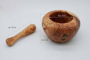 Mortier et pilon en bois arrondi créatif accessoires de cuisine de restaurant à domicile outils d'herbes et d'épices broyeur de médicaments en granit - Product Image 6