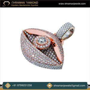 Colgante Horus de Plata 925 Bañado en Oro Rosa con Diamante Moissanita, Joyería Religiosa Hip Hop, Amuleto de Protección Ocular para Fiesta de Graduación - Product Image 3