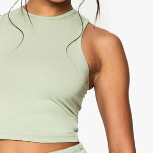 ชุดเสื้อและกางเกงขาสั้นผ้าคอตตอนแขนกุดสำหรับผู้หญิงชุดสองชิ้นสีทึบชุดสองชิ้นเสื้อ100% และกางเกงขาสั้นพิมพ์โลโก้ได้ตามต้องการ - Product Image 5