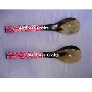 Cuillère en corne de boeuf Artisan et serveur de salade en corne de buffle Ensemble de salle à manger en corne de haute qualité pour le petit-déjeuner et un usage quotidien au meilleur prix - Product Image 2