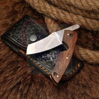 Kaufen Sie hand gefertigtes Klappt aschen messer mit Holzgriff 1065C Klinge aus Kohlenstoffs tahl für Camping Survival EDC