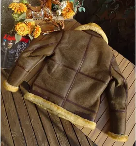 Men's Real Sheep Fur Winter <b>Jacket</b> with <b>Mandarin</b> <b>Collar</b> Warm Wool Leather Coat-OEM Service Wholesale - Product Image 3