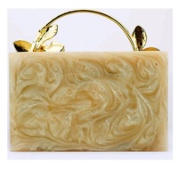 Tas Clutch Mewah Anti Air dari Resin Epoxy dengan Berlian dan Bunga, Penutup Magnetik, Tas Malam Unik Buatan Tangan