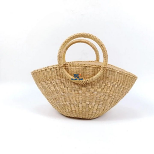 2024 <b>Summer</b> Beach Half Moon Design Luxury <b>Straw</b> <b>Bag</b> for Women Handmade in Vietnam with Two Handles - Product Image 6