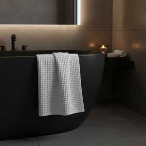 Serviette de bain et de visage professionnelle en coton gaufré turc 100% pour hôtel, 50x70cm, haute absorption, séchage rapide, fabriquée en Turquie - Product Image 4