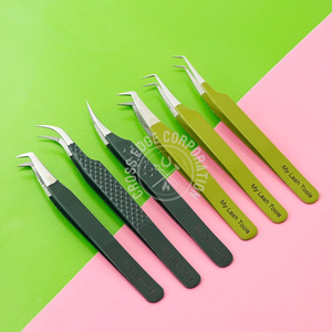 High Quality 45 90 Degree Russian Volume Boot Eyelash Extension Tweezer Fiber Tip Curved Classic Non Slip Lash <b>Tool</b> - Product Image 1