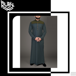 2024 Hot Deal Style arabe Thobes pour hommes à la mode décontracté Long Design avec motif solide respirant tissu porter - Product Image 5