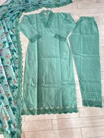 Ensemble de mariage moderne pour filles en soie, sans plis, réversible, extensible, séchage rapide, avec broderie riche, coupe longueur cheville, Kurti et pantalon