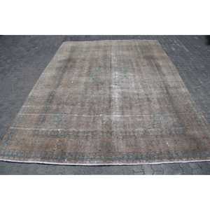 Alfombra Vintage de 9.6x12.5 pies, Alfombra Turca Extra Grande, Alfombra a Cuadros Marrón y Azul - Product Image 1