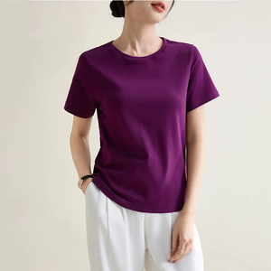 Camiseta ajustada personalizada para mujer manga corta 96.5% algodón 3.5% Spandex con etiqueta personalizada - Product Image 5