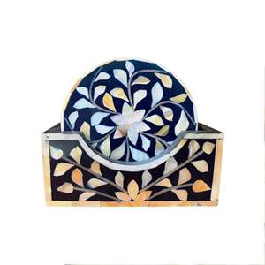 Ensemble de sous-verres décoratifs en nacre noire MOP Vente à chaud en bois Ensemble de sous-verres en nacre personnalisés de couleur naturelle - Product Image 6