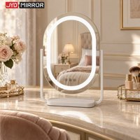 Miroir de maquillage ovale en aluminium de 3 mm avec luminosité réglable, interrupteur tactile, fourniture d'usine, vente en gros, miroir de vanité LED