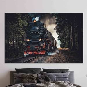 Tableau imprimé sur toile : Vue de train en 3D, Décoration de ferme, TOILE ENVELOPPÉE - Product Image 1