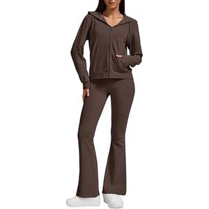 Ensemble de survêtement imprimé personnalisé pour femmes grande taille, coupe ajustée, automne-hiver, sweat-shirt à capuche zippé court et pantalon de survêtement - Product Image 1