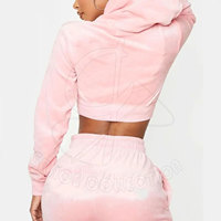 Ensemble de survêtement crop top à capuche pour femme 2025, 100 % coton écologique, coupe ajustée, motif uni, personnalisable, marque privée