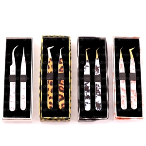 Pinzas de extensión de pestañas de aislamiento de acero inoxidable japonés a granel con etiqueta privada, Punta puntiaguda, caja de embalaje de 2 piezas - Product Image 1