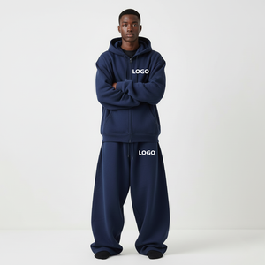 Conjunto Deportivo de Felpa Estampada 100% Algodón, Sudadera con Capucha para Hombre, Pantalones de Chándal Anchos, Traje Deportivo Holgado de Lujo con Cremallera, Unisex - Product Image 1