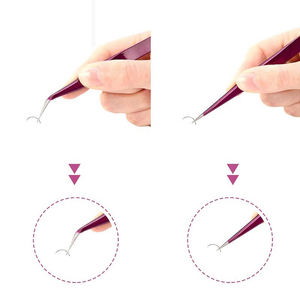 Pince à épiler à embouts incurvés droits pour extensions de cils Outil de pince à épiler en acier inoxydable - Product Image 2