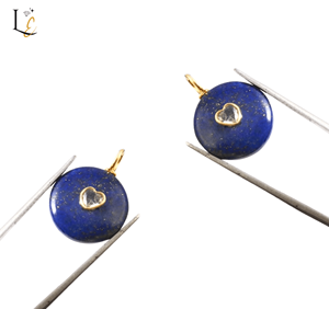 Pendentif en pierre précieuse ronde en lapis-lazuli naturel, pendentif en lapis-lazuli incrusté, argent sterling 925, pendentifs fins, breloques pour bijoux - Product Image 5