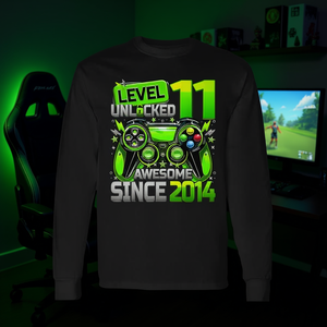 T-shirt à manches longues pour garçon de 11 ans, thème jeu vidéo « Débloque 11 », « Il est temps de monter en niveau », T-shirt promotionnel débloqué - Product Image 3
