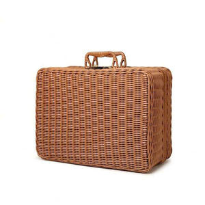Vintage Eco-Friendly Rattan Woven Brush <b>Holder</b> <b>Makeup</b> Suitcase Sundries Jewelry Organizer Box Kitchen Storage Home Decorative - Product Image 4