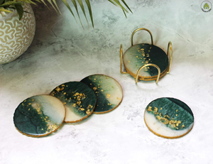 แผ่นรองแก้วเรซิ่นรูปทรงจีโอด |   ที่รองแก้วเครื่องดื่มอีพ็อกซี่ทำมือสุดหรูโดย glowin fashion - Product Image 3