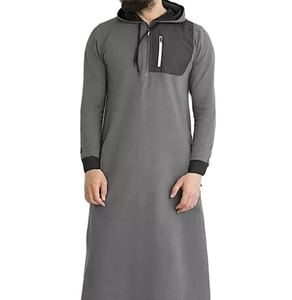 Dishdash à capuche ou jubba nouveau islamique musulman arabe hommes Robe capuche ample à manches longues brodé arabe Thobe pour hommes - Product Image 6