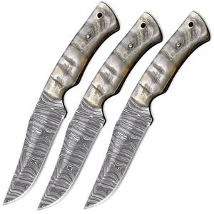 Lot de 3 couteaux de chasse Nordic Forge, couteaux à lame fixe en acier Damas, manche en corne de biche, lame pleine, couteau de camping et de chasse - Product Image 2