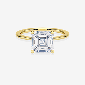 Anillo de Compromiso Clásico Solitario con Corte Asscher de Diamante Moissanita en Plata de Ley, Elegantes Anillos de Moissanita - Product Image 1