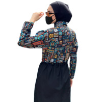 Maillot de bain 2 pièces grande taille pour femmes musulmanes arabes, avec paréo, imprimé devant, séchage rapide, imperméable et anti-plis