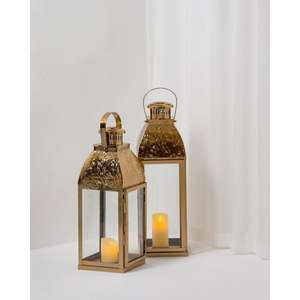 Metal Crafts Gold Lantern Tabletop Or Hanging Type Decorative Luxury <b>Tealight</b> <b>Candle</b> <b>Holder</b> French Style Lantern Set of 2 - Product Image 2