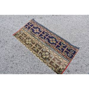 Vintage Turkish 17 X 35 ft <b>Boho</b> Blue Brown Woven Wool Area <b>Rug</b> Handmade Patchwork Rectangle Design for Living Bamboo Silk Latex - Product Image 2