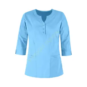 Butter-soft Stretch Women's 2-pocket Round Neckline Scrub Stretchable Medical Uniform Other Fabric For Scrubs