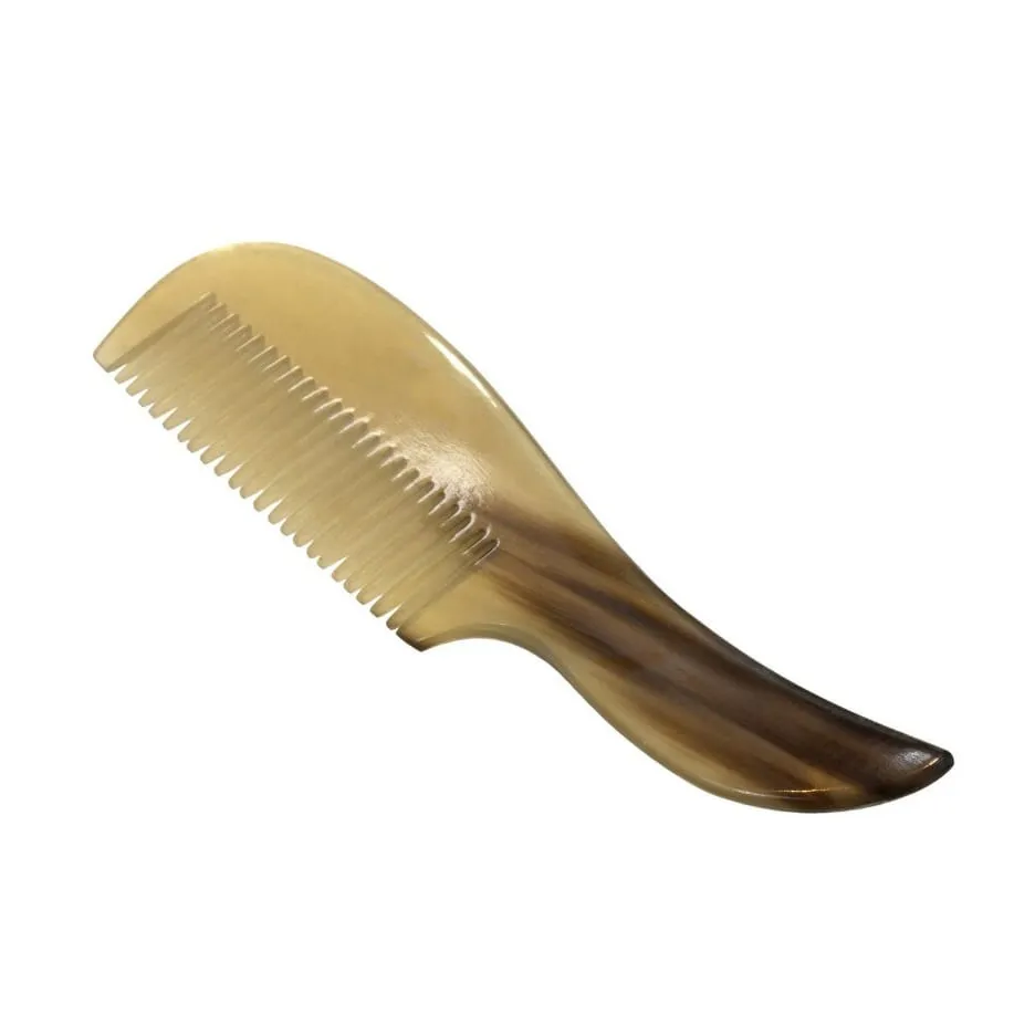 Customized Handicraft Natural Buffalo Horn Comb Polished Folding Hair Styling Comb Anti-Static Love-Themed Combing Tool