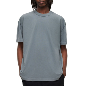 Vente en gros de t-shirts vierges à logo personnalisé 100% coton pour hommes, t-shirt uni à col rond côtelé surdimensionné, t-shirts amples de luxe pour hommes - Product Image 1