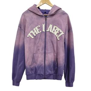 ARTISTE Hiver Hommes Surdimensionné Zipup Faded French Terry 100% Coton Broderie Vintage Distressed Heavyweight Acid Washed Hoodie - Product Image 6