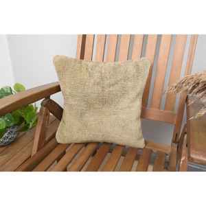 Luxury 14x14 Inch <b>Beige</b> Kilim Patchwork Wool Pillow Rustic Floral and Vintage Print <b>Throw</b> Pillow for Bedding Woven with Silk - Product Image 1