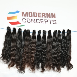 Barato Virgen Remy 100% cutícula alineada templo indio extensiones de cabello humano máquina doble trama ondulado textura Color negro - Product Image 5